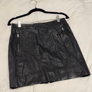 All Saints Charcoal Leather Mini Skirt
